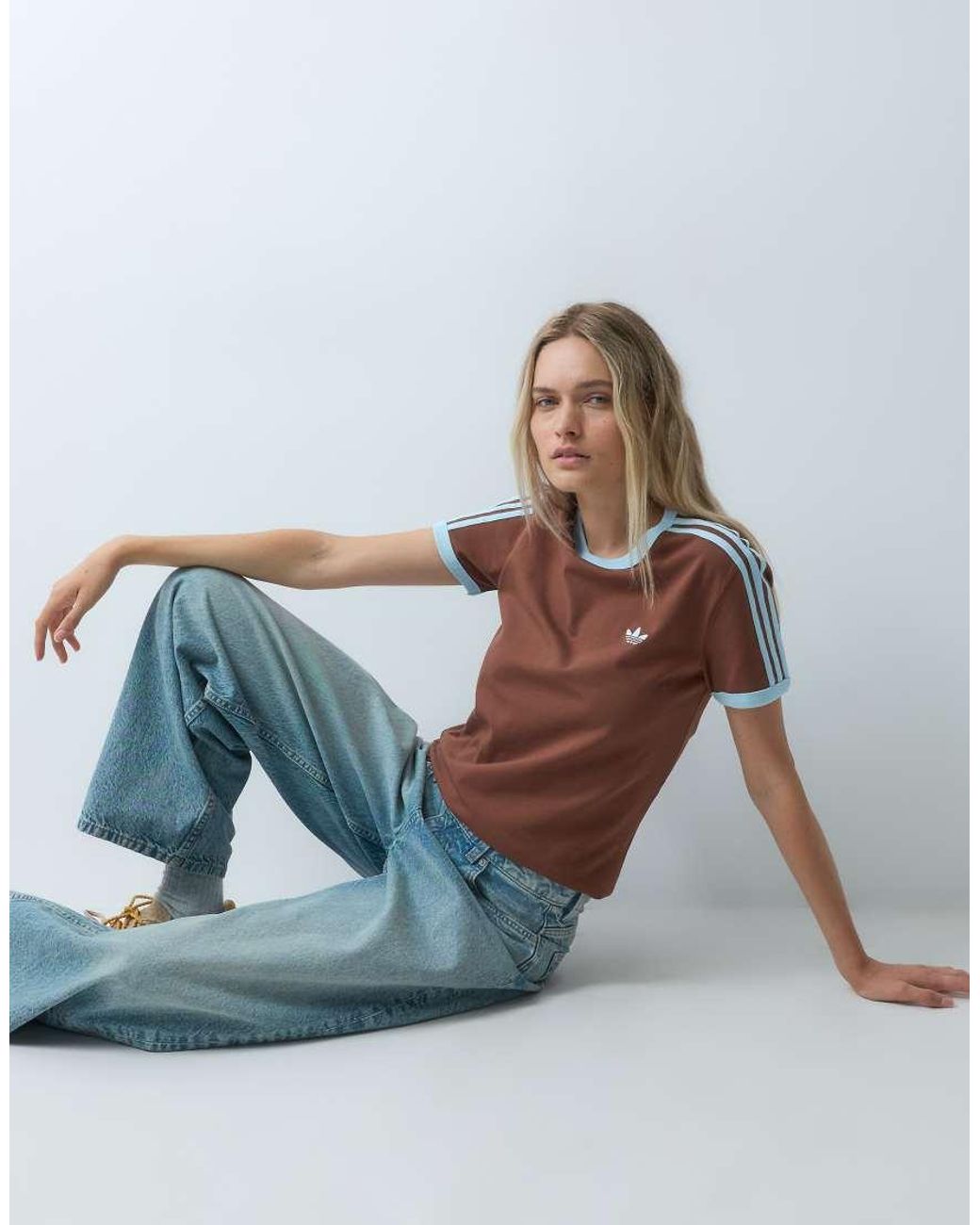 Adidas Originals Brown Cali Three Stripe T-shirt