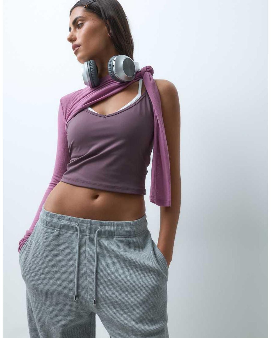 4505 Gray Straight Leg Sweatpants With Adjustable Waist