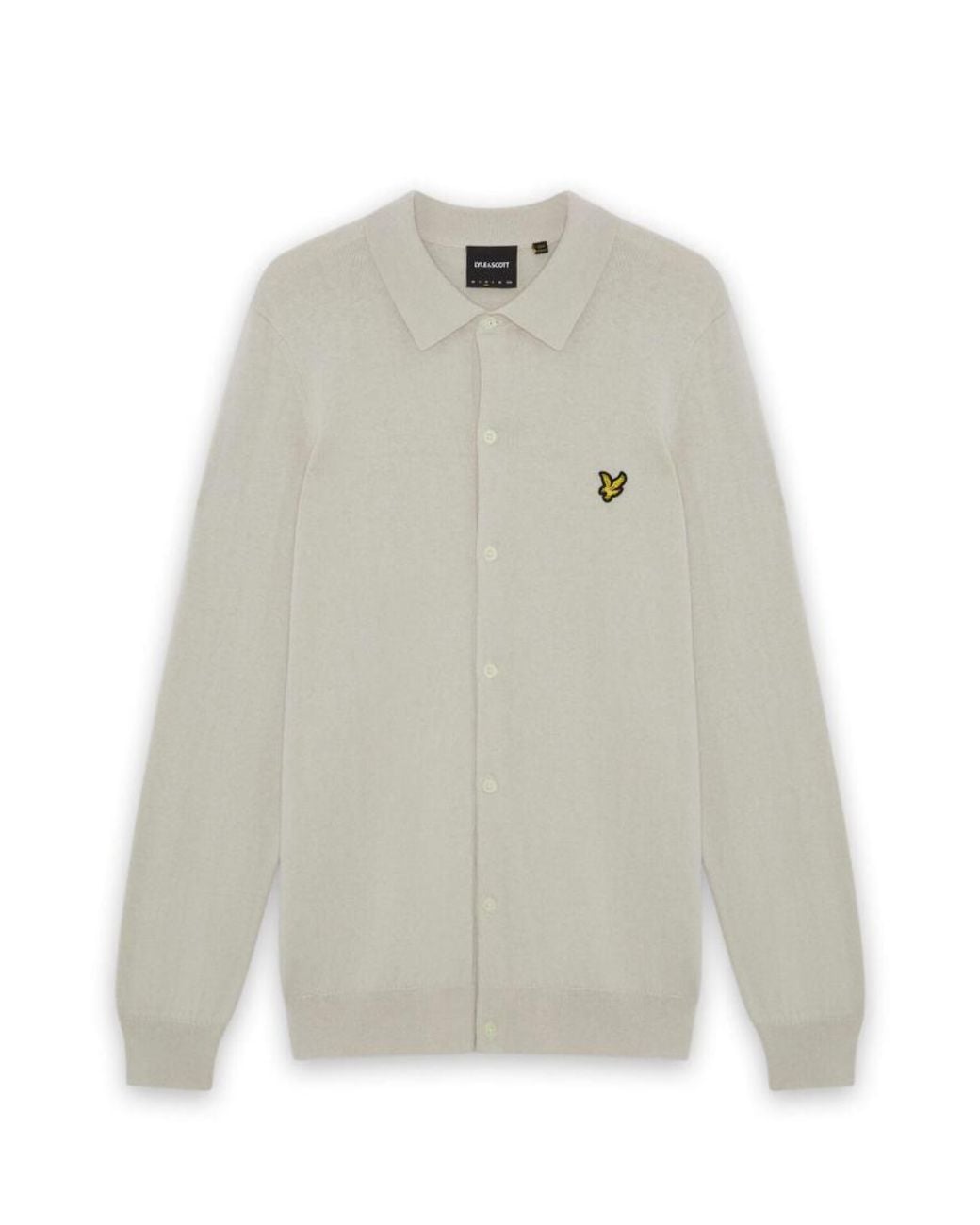 Lyle & Scott White Mid Knits Cotton Merino Knitted Shirt for men