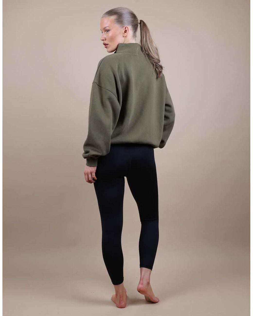 SIMMI Green Bronte Zip Through Funnel Neck Sweatshirt