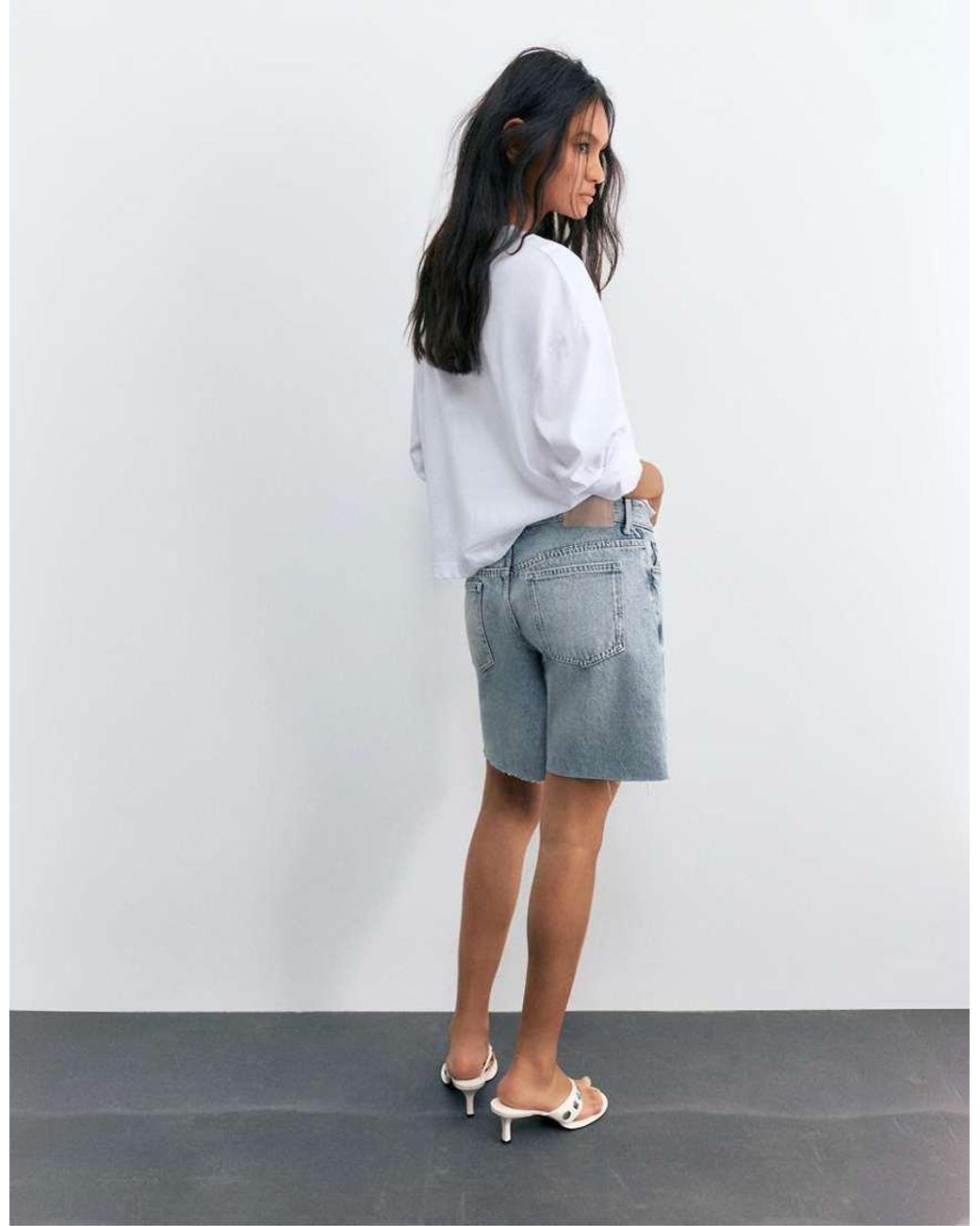 Pull&Bear Blue Low-rise Denim Bermuda Shorts