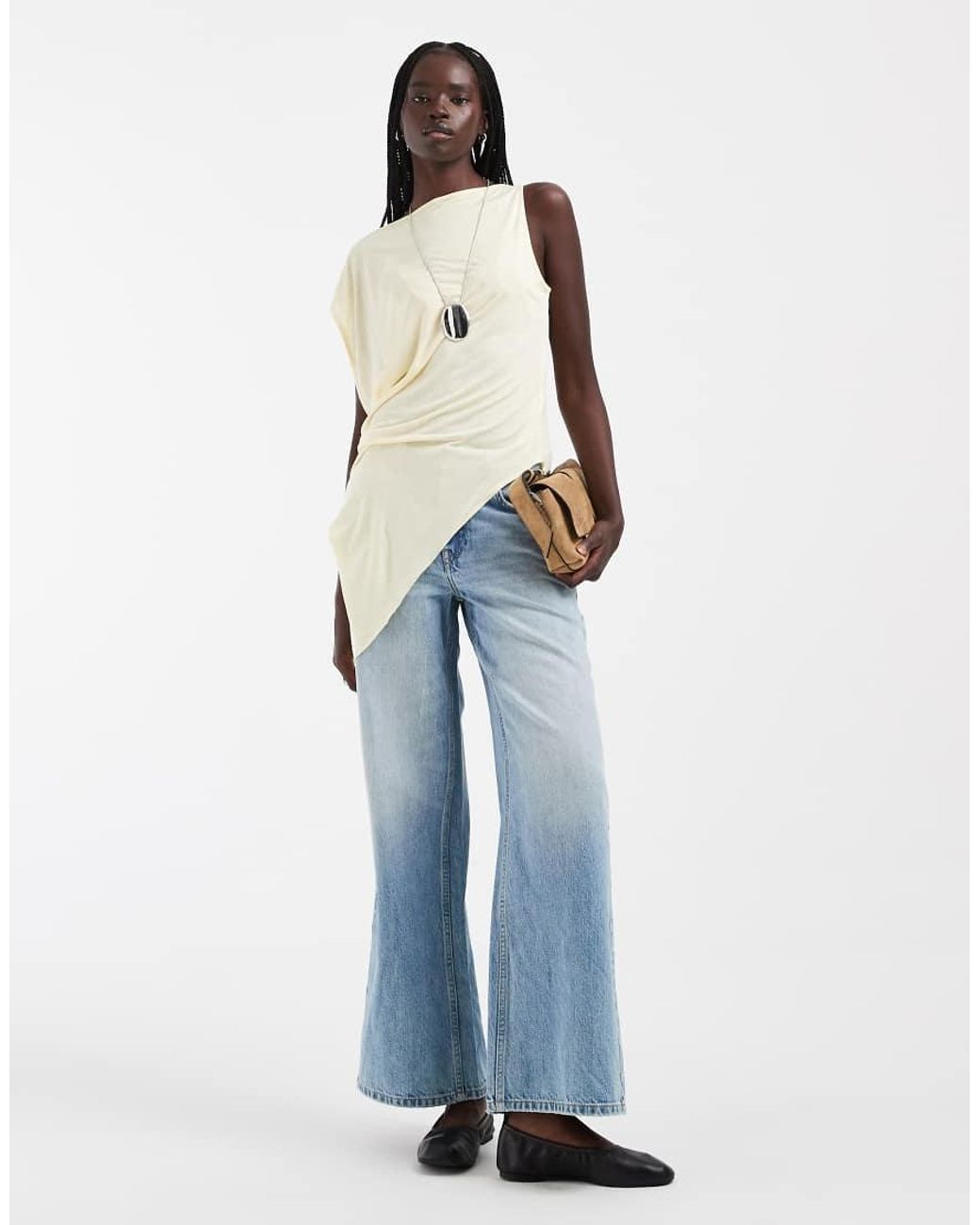 ASOS Natural Drapey Asymmetric Longline Sleeveless Top