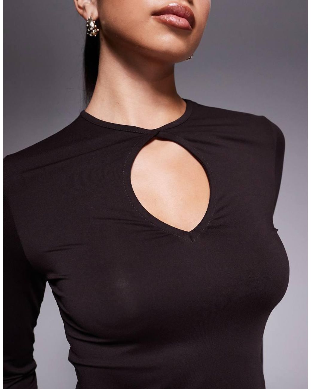 ASOS Purple Long Sleeve Keyhole Cut Out Mini Dress