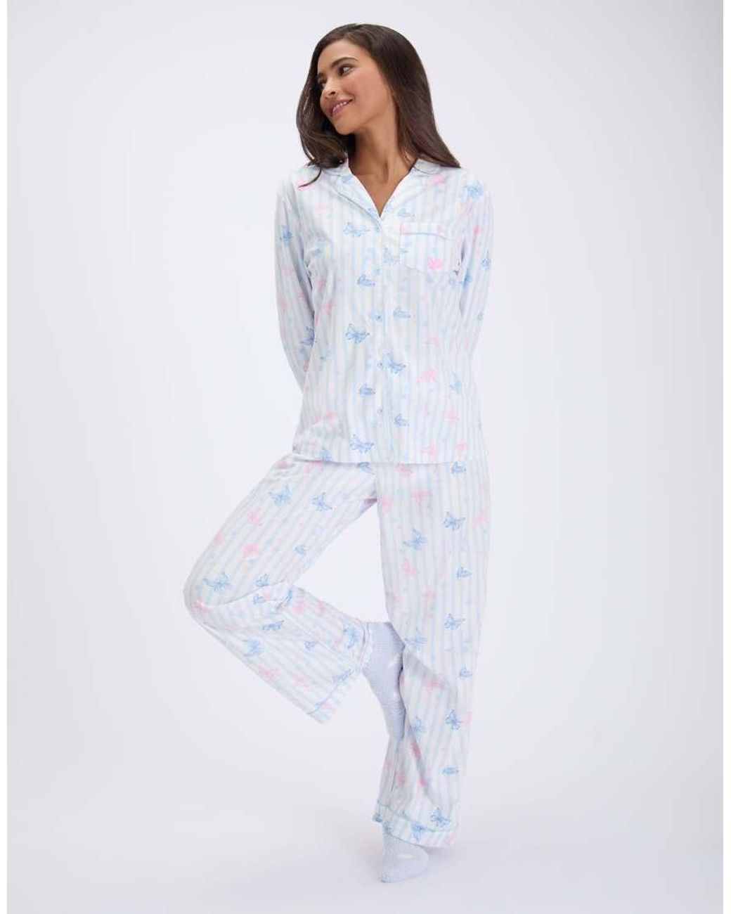 Boux Avenue White Wild Floral Print Fleece Pyjamas