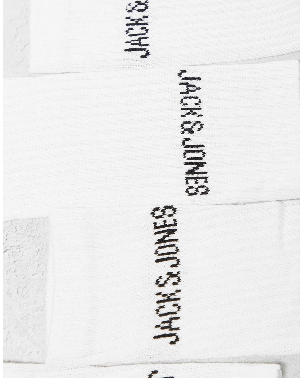 Jack & Jones White 5 Pack Ribbed Logo Socks for men