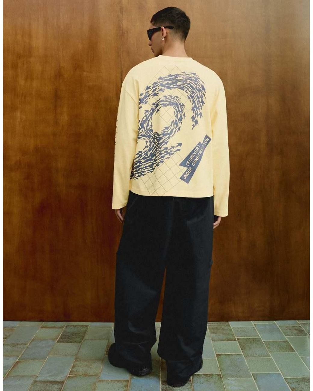 Bershka Natural Long Sleeve Boxy Out Of Core T-shirt for men