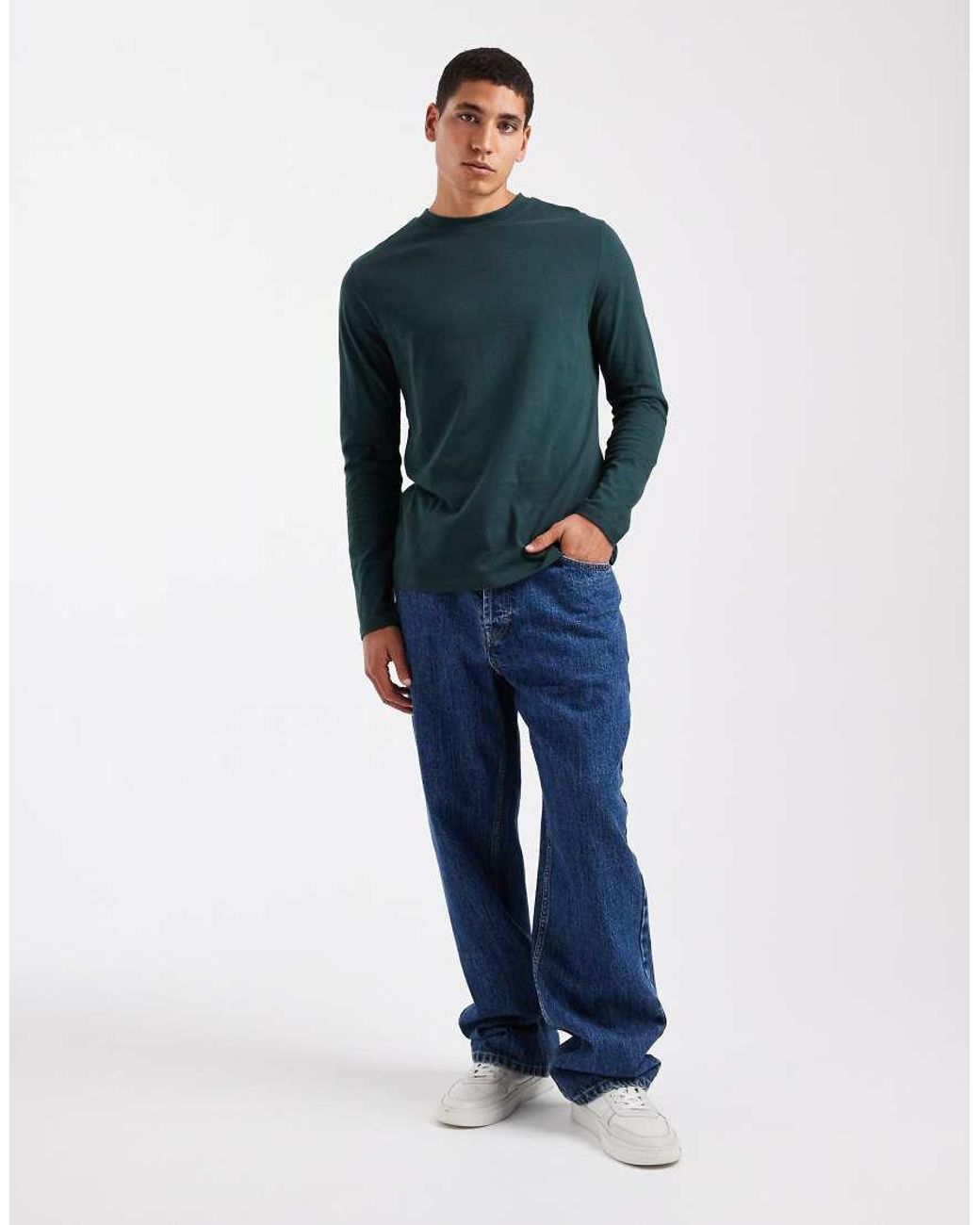 ASOS Blue Essentials 2 Pack Regular Fit Long Sleeves T-Shirt for men