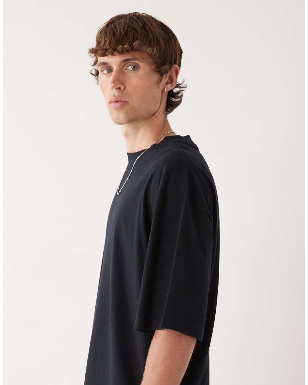 Collusion Black Oversized Skater Fit T-shirt for men