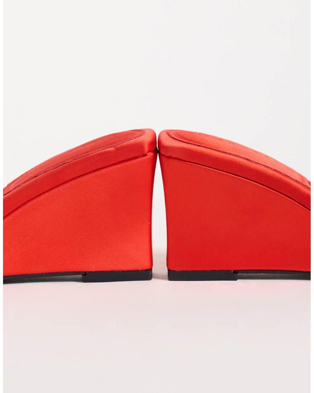 ASOS Red Hola Mid Wedge Mules