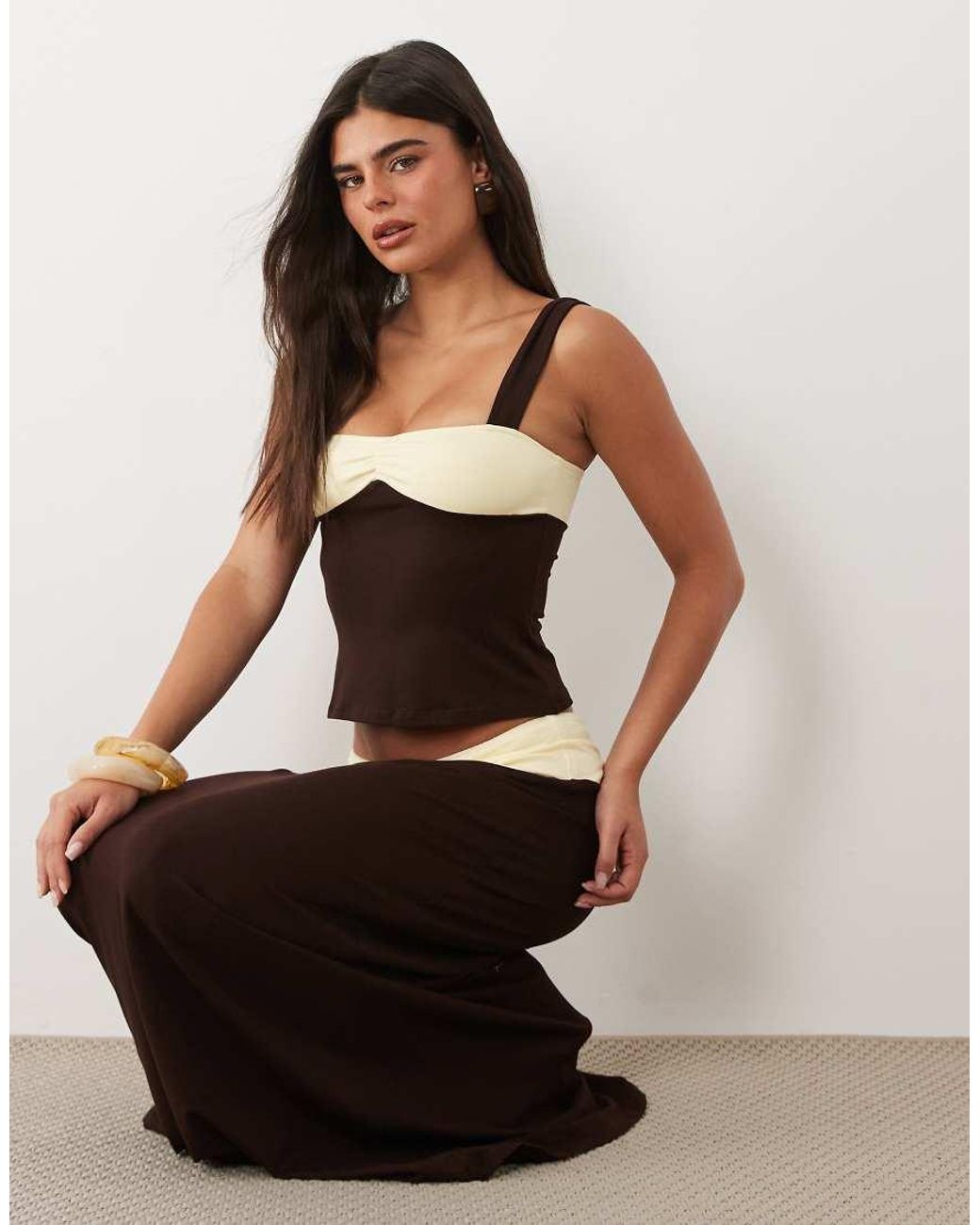 Motel White Olie Maxi Skirt Co-ord