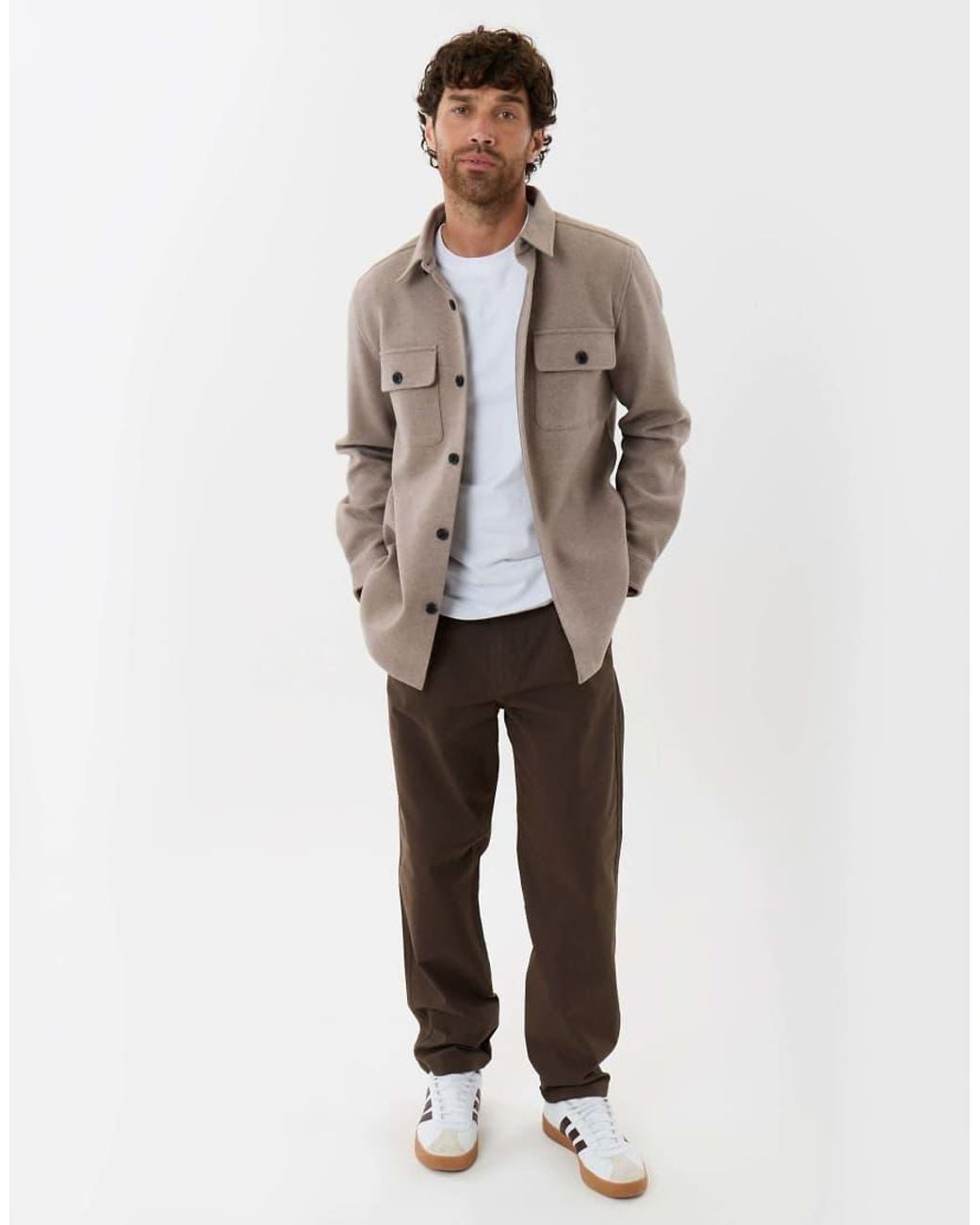Threadbare Gray Patch Pocket Knitted Shacket for men