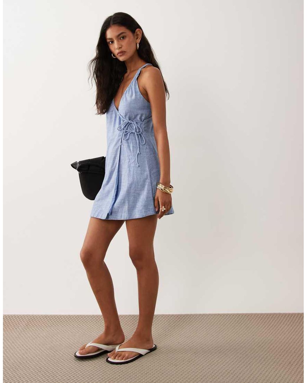 Cotton On Blue Isabelle Wrap Halter Mini Dress