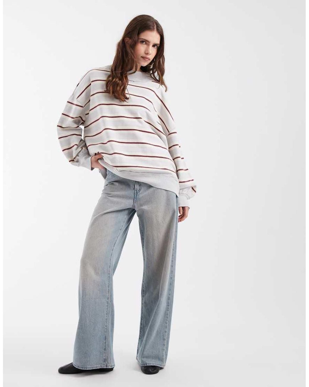 Free People White Palm Spring Boxy High Neck Sweatshirt