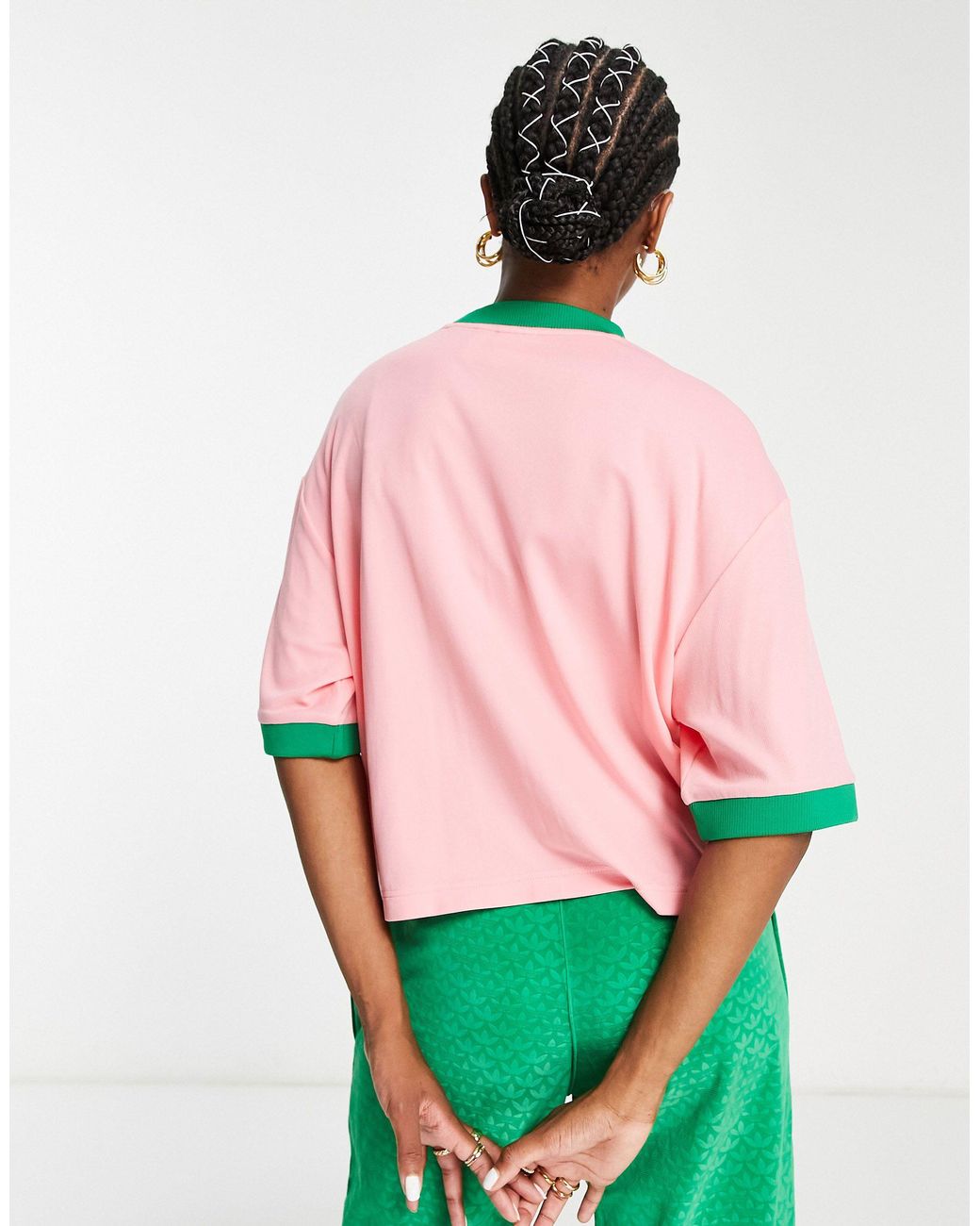 Adidas originals '90s top colour block crop t-shirt