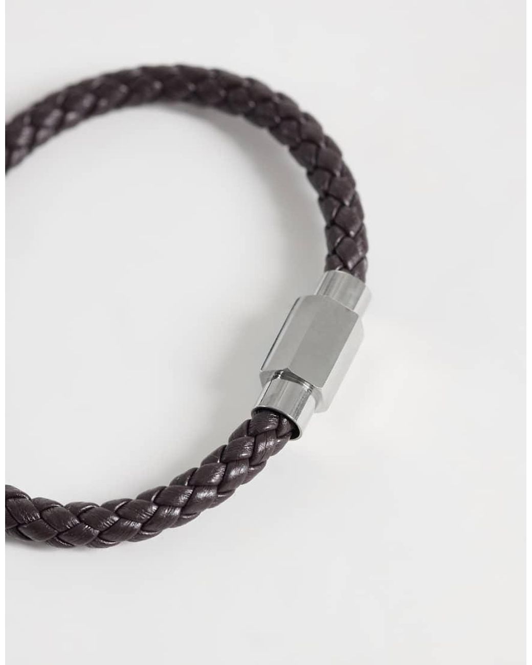 ASOS Metallic Faux Leather Braided Bracelet for men