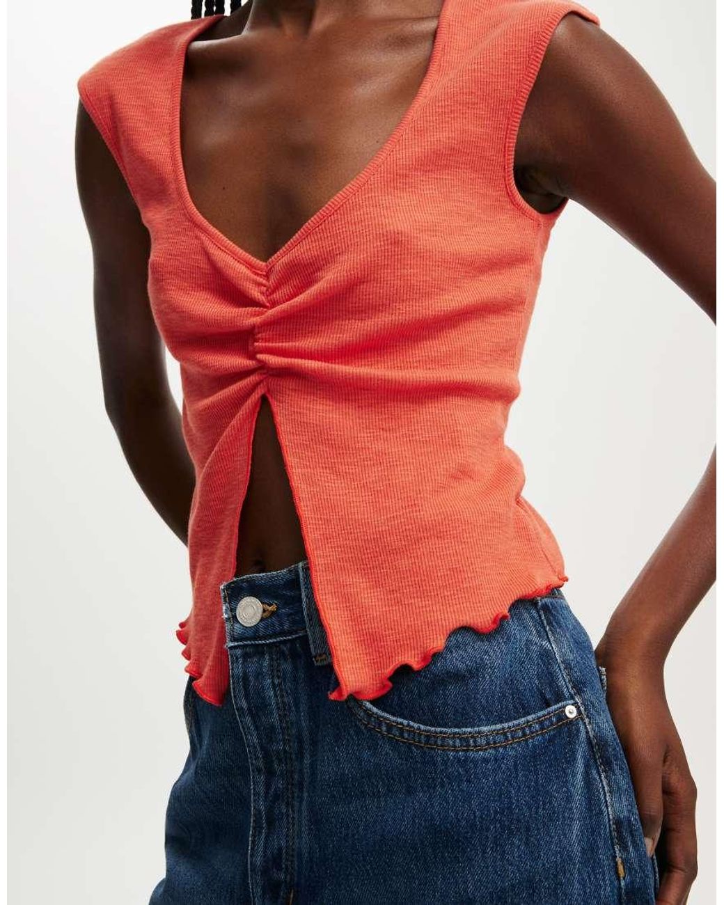 Cotton On Red Chelsea Open Front Top