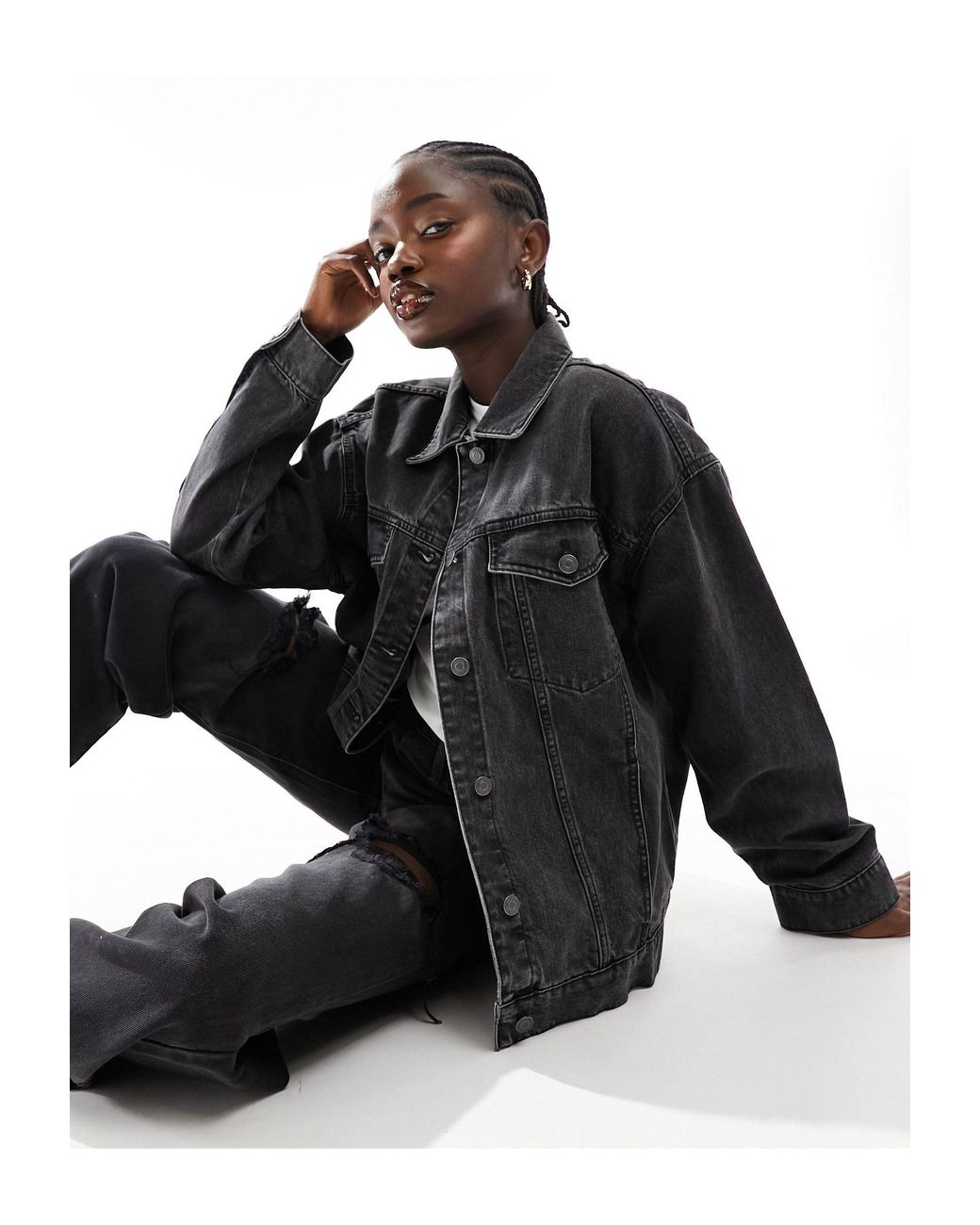 ASOS Oversize 90's Denim Jacket in Black | Lyst Canada