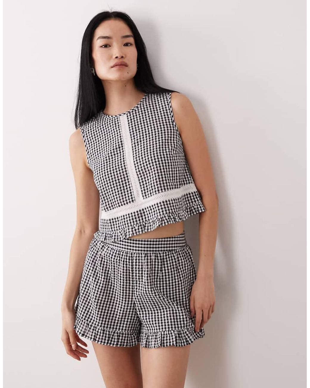 Wednesday's Girl Gray Co-ord Sleeveless Smock Top With Broderie Detail