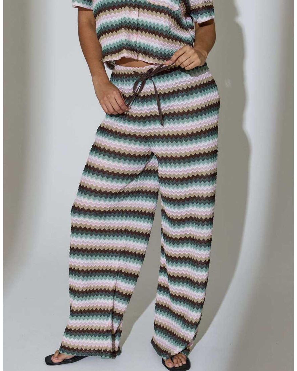 South Beach Gray Crochet Wide Leg Trousers