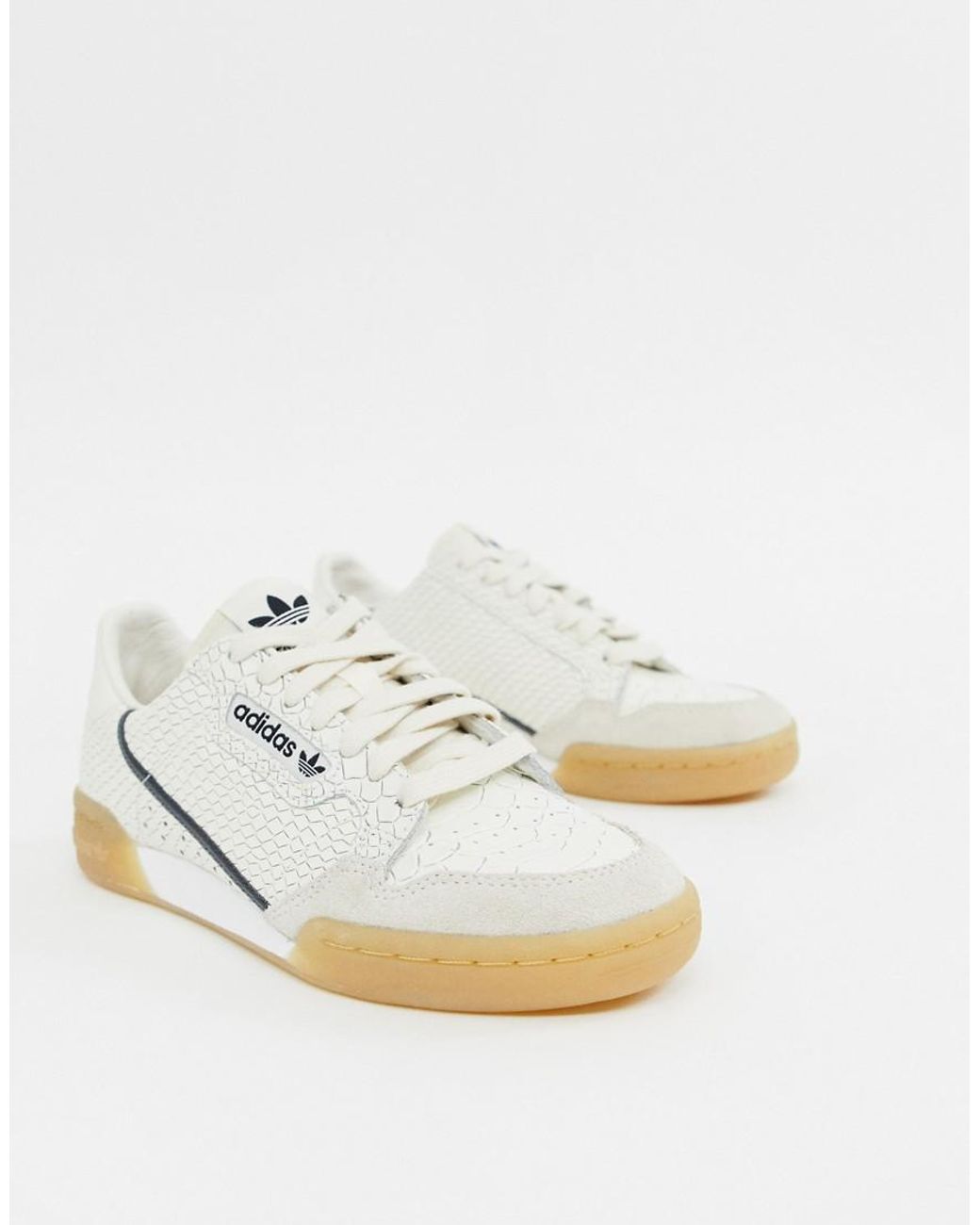 adidas Originals Leer Continental 80 - Sneakers Met Rubberen Zool En  Slangenprint In Wit in het Wit | Lyst NL
