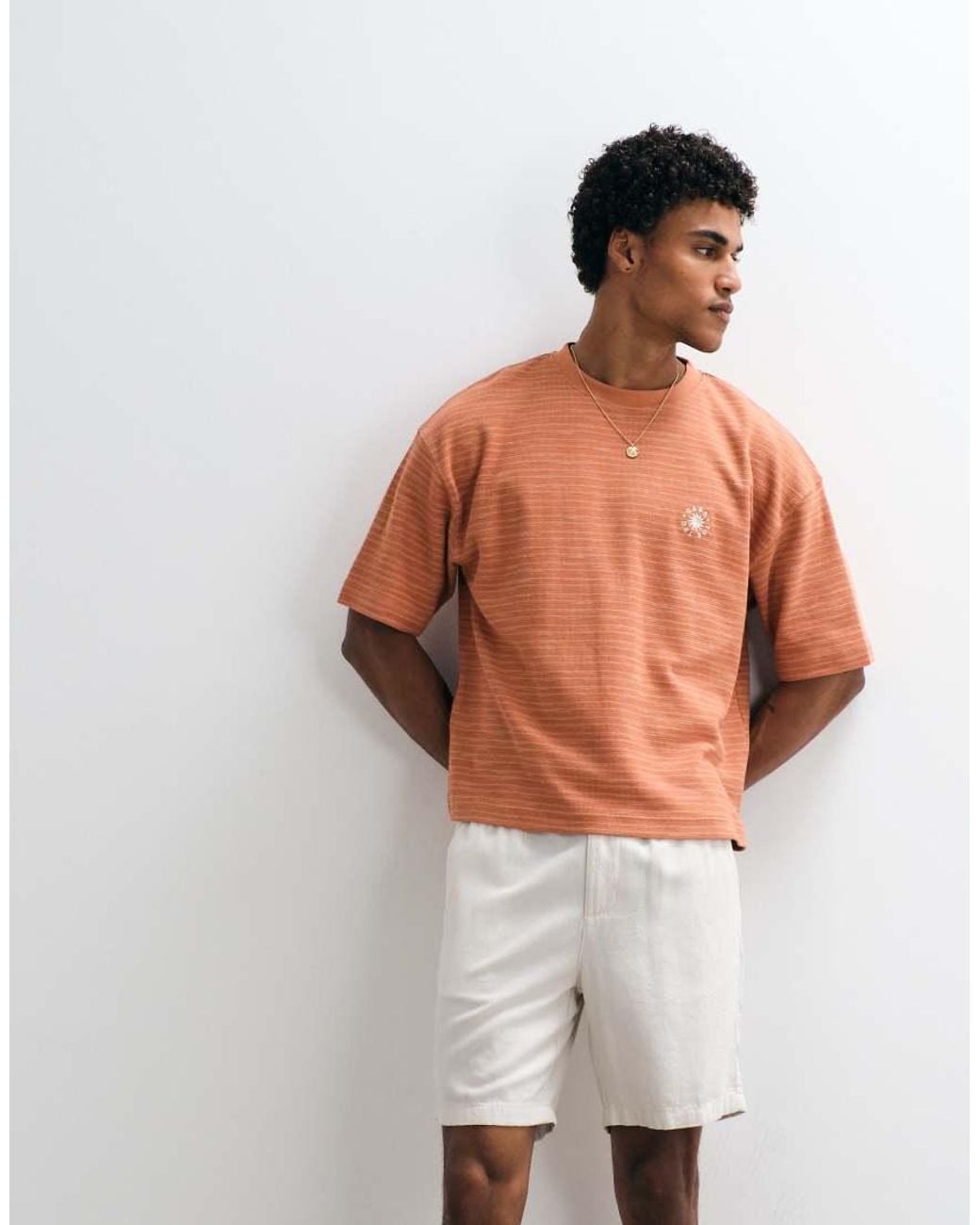 ASOS Natural Slim Linen Blend Shorts for men