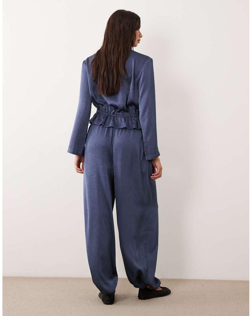 ASOS Blue Satin Pleated Balloon Trousers