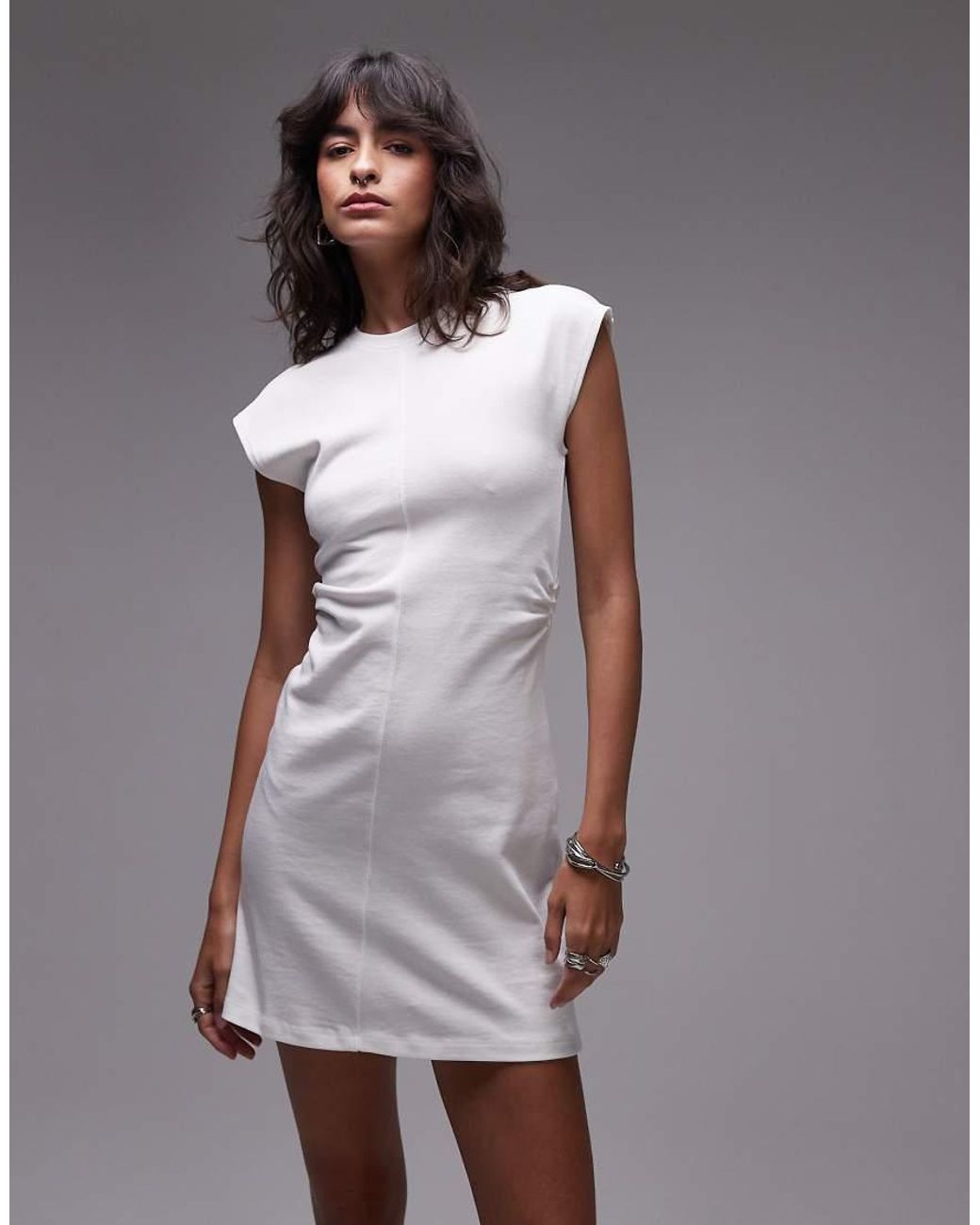 TOPSHOP Getailleerde Mini Jurk Met Structuur in het Purple