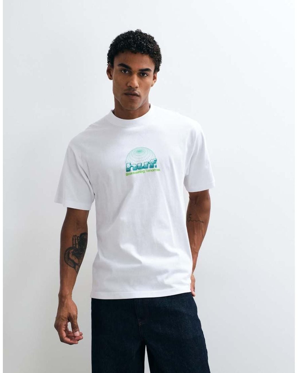 Huf White Worldwide Network Grpahic T-Shirt for men