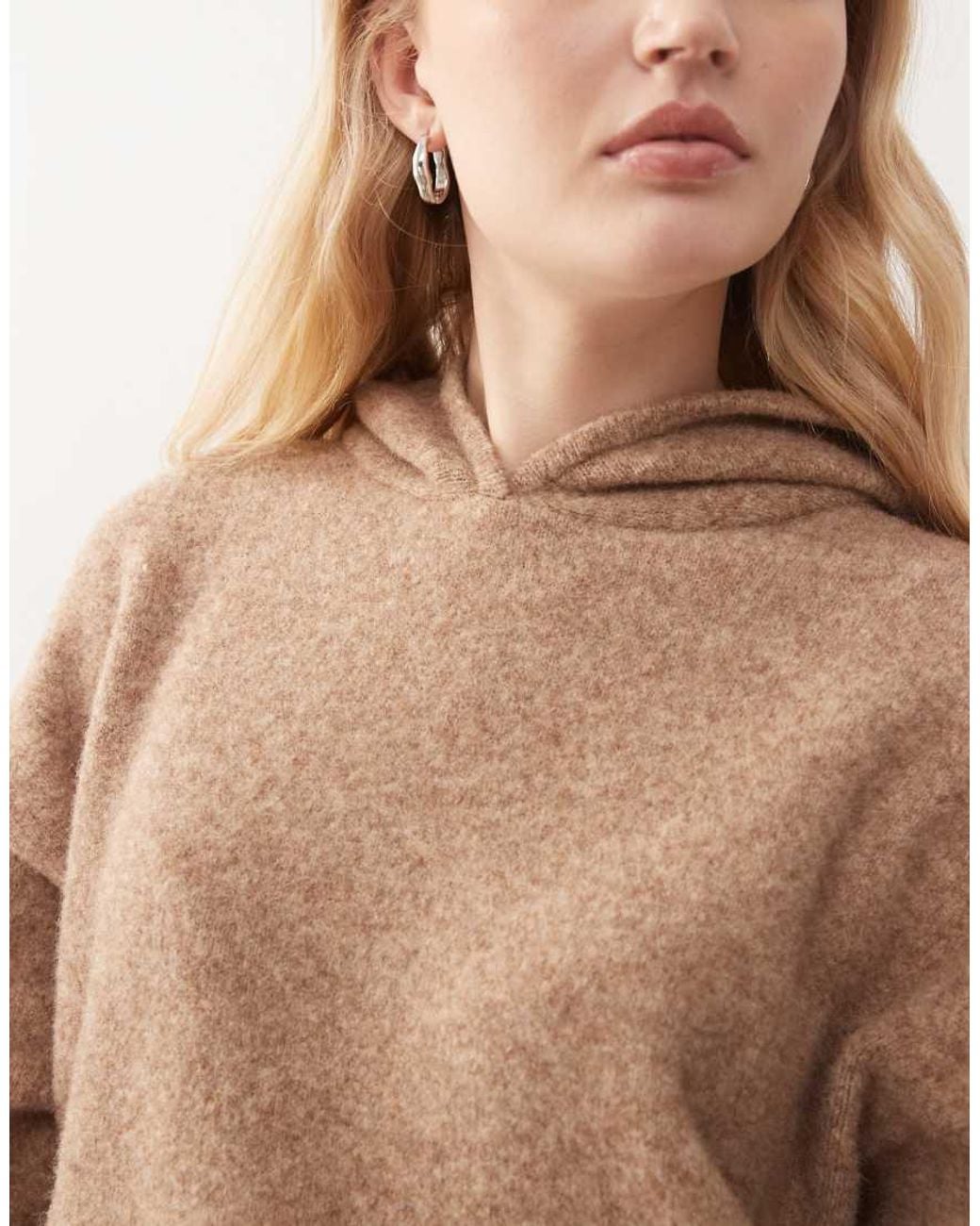 Collusion Brown Oversized Knitted Co-ord Hoodie