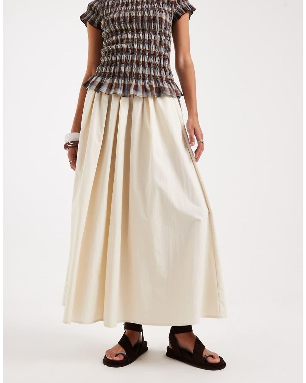 ASOS White Volume Detail Midi Skirt