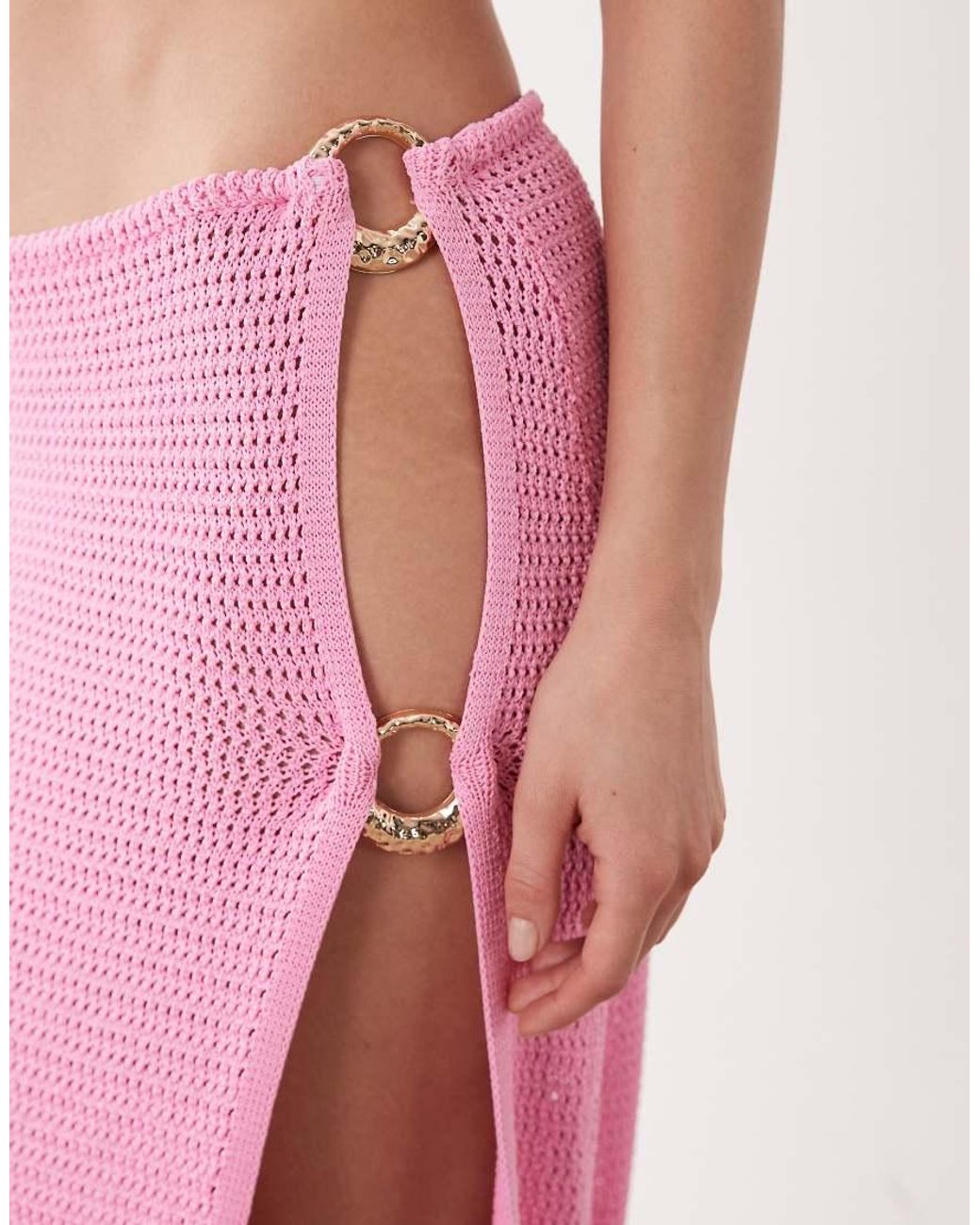 Kulani Kinis Pink Side Split Maxi Skirt With Ring Detail