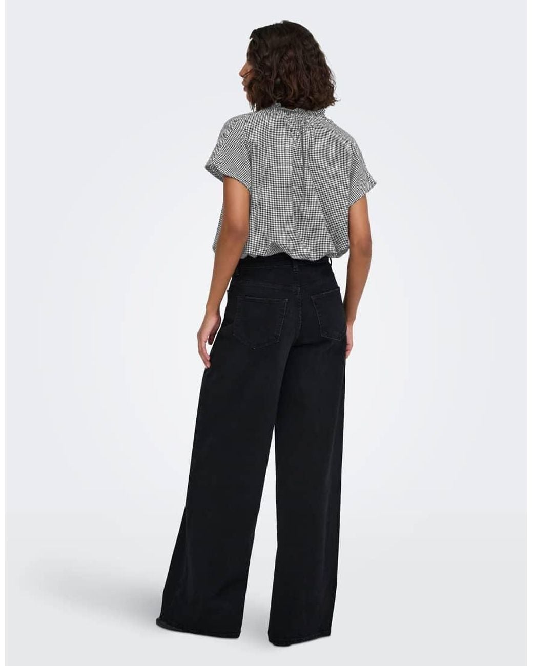 ONLY Gray Sitala China Collar Short Sleeve Top