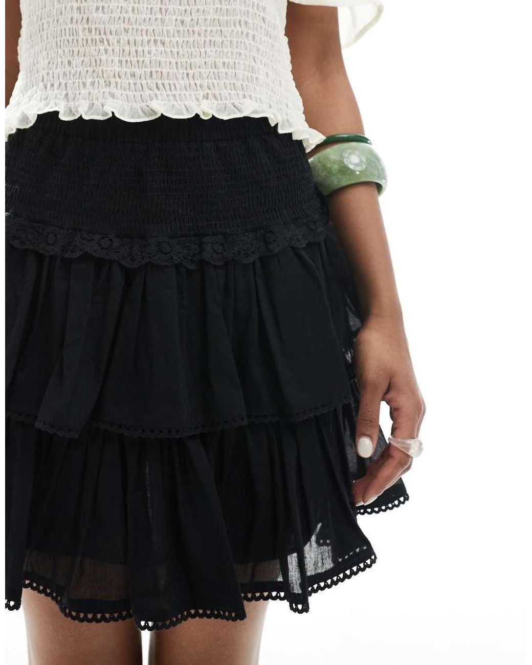 ASOS White Lace Trim Rara Mini Skirt