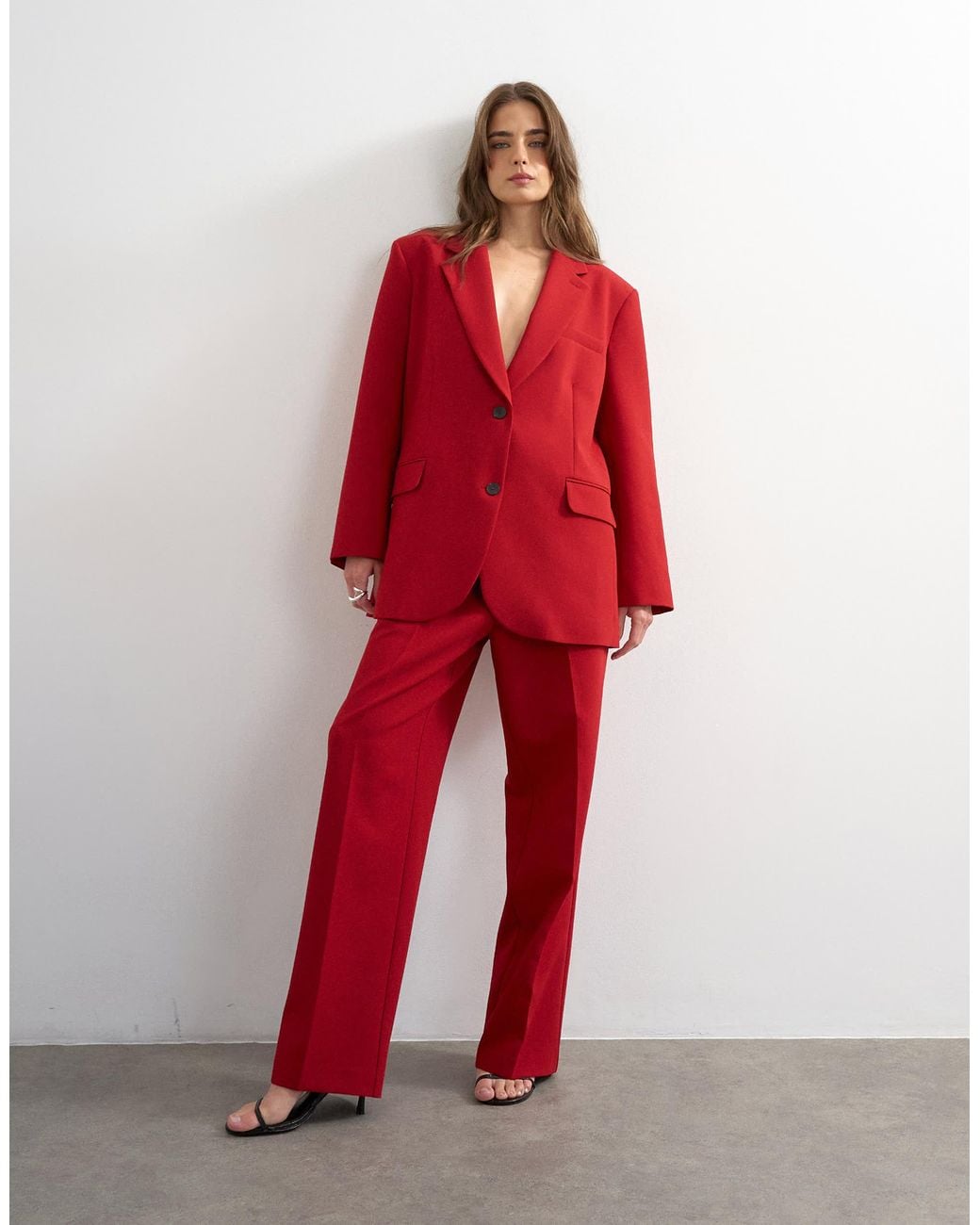 TOPSHOP Red Co Ord 2 Button Relaxed Fit Blazer
