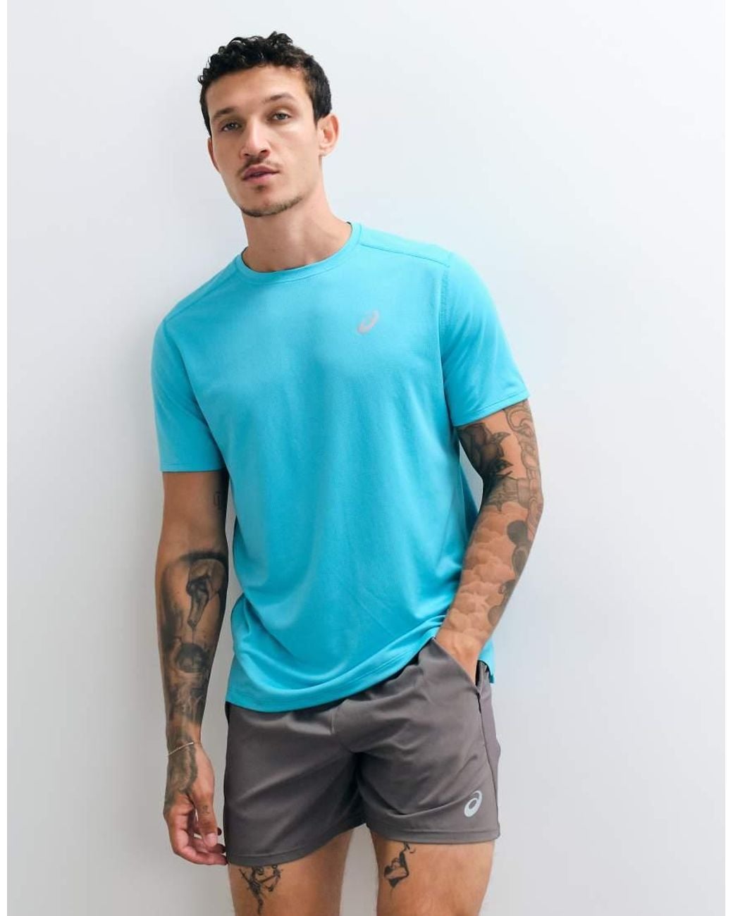 Asics Blue Short Sleeve Running T-shirt for men