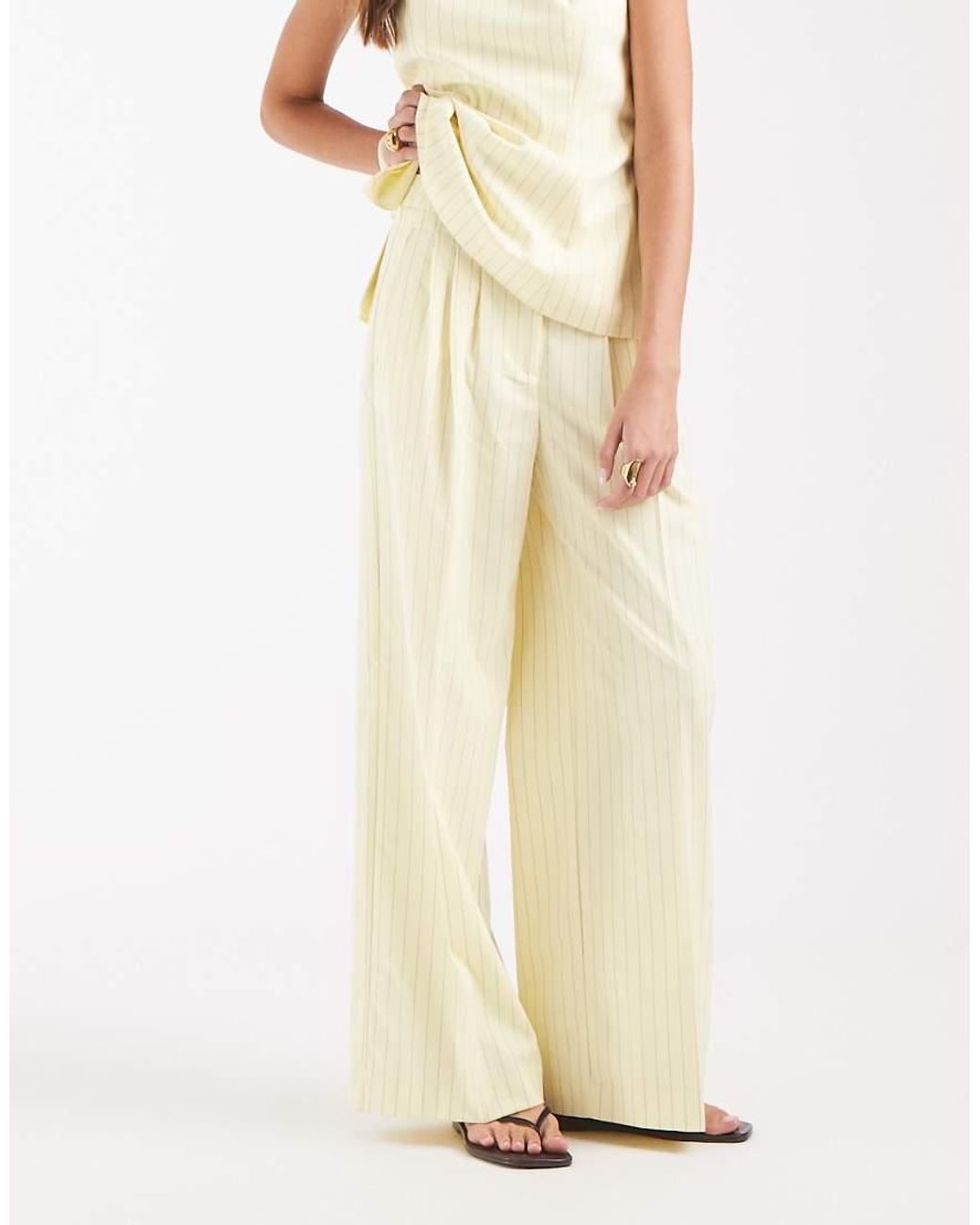 Object White Wide Leg Pleat Front Trouser Co-ord