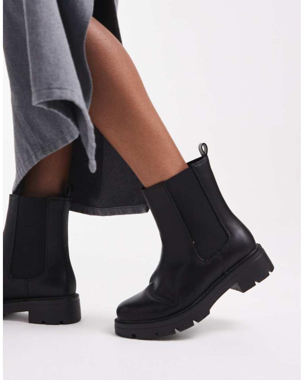 Schuh Black Abbie Wide Fit Chunky Chelsea Boots