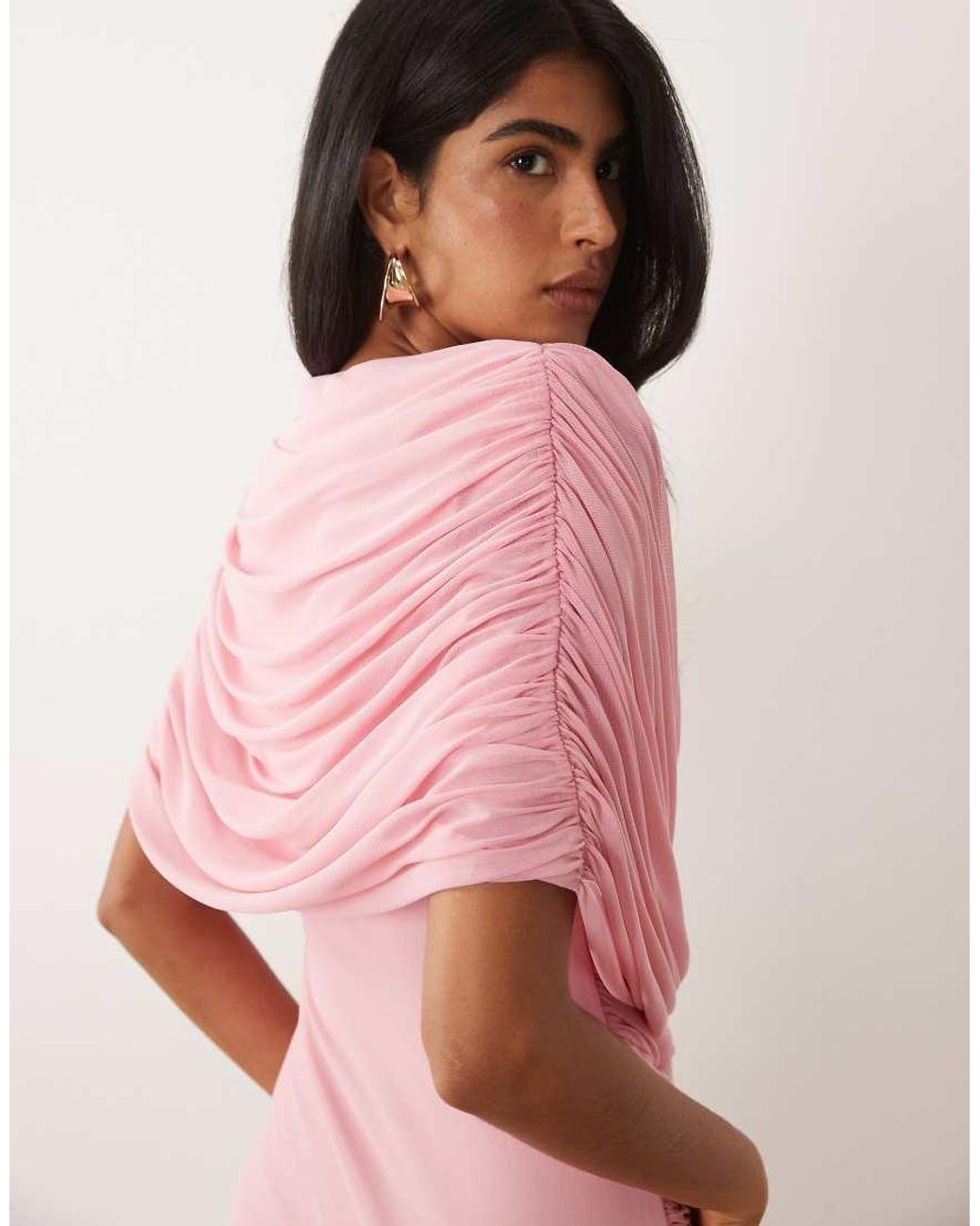 ASOS Pink Twist Plunge Cape Maxi Dress