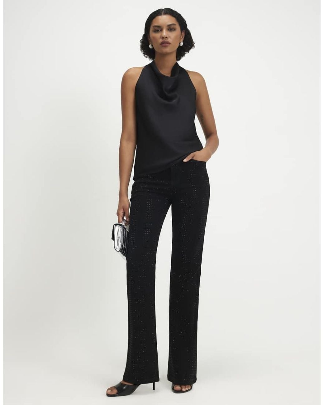 River Island Blue Diamante Stretch Straight Leg Jeans