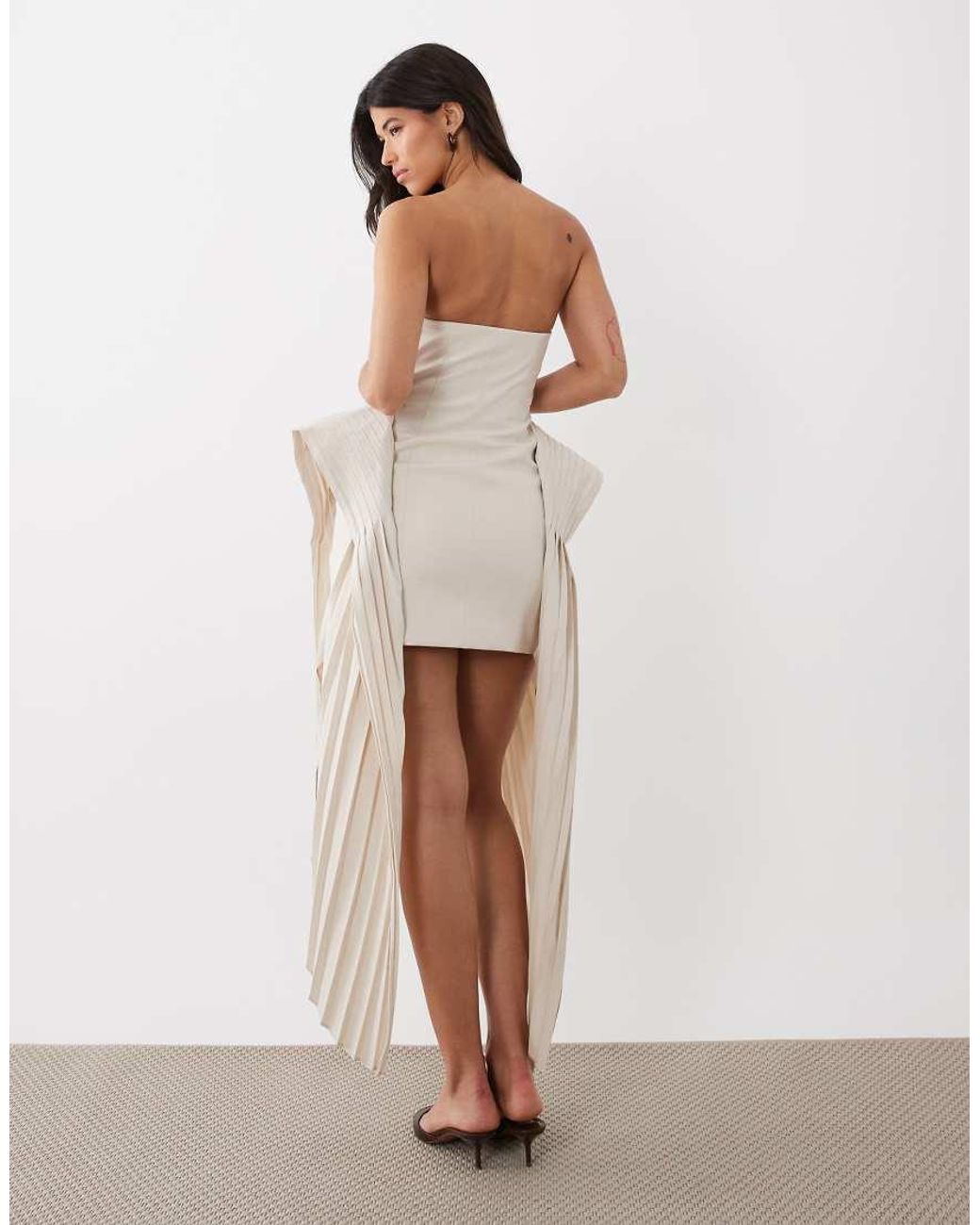 ASOS White Tailored Mini Dress With Pleated Hip Detail