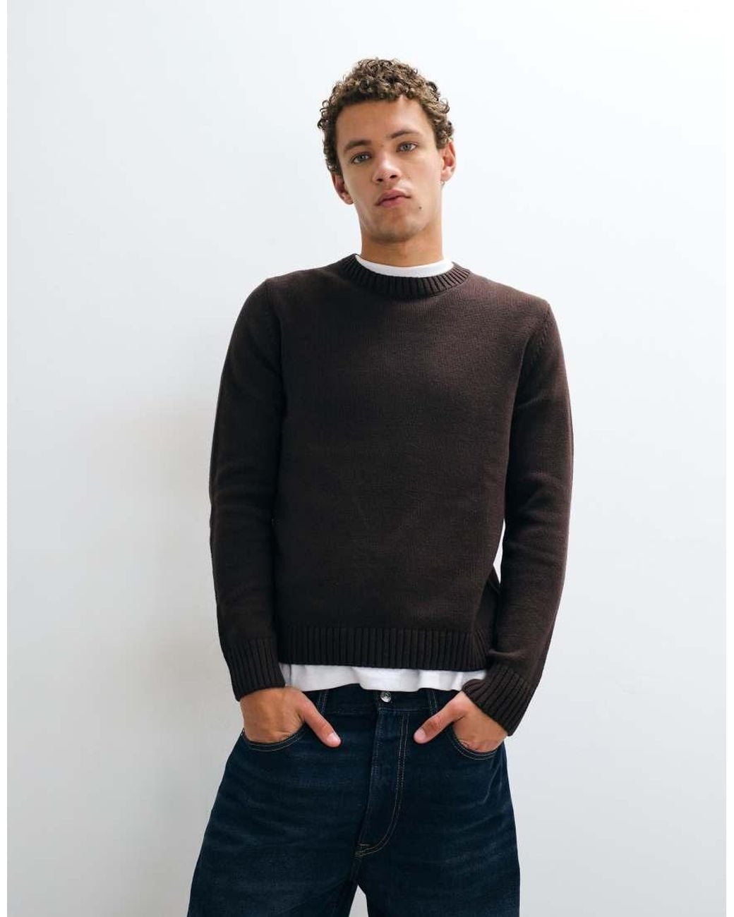 Mango Blue Teen Knitted Crew Neck Sweater for men
