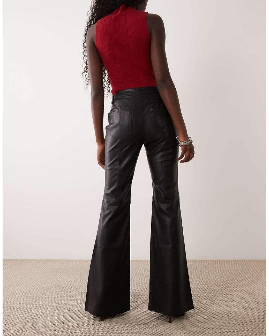 Mango Black Flared Faux Leather Trouser
