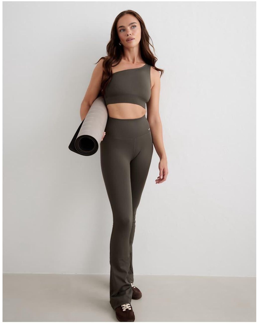Aim'n Brown Dark Ivy Ribbed Seamless One Shoulder Bra