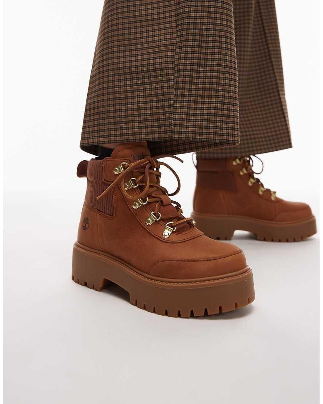 Timberland Gray Stone Street Lace Up Platform Boots