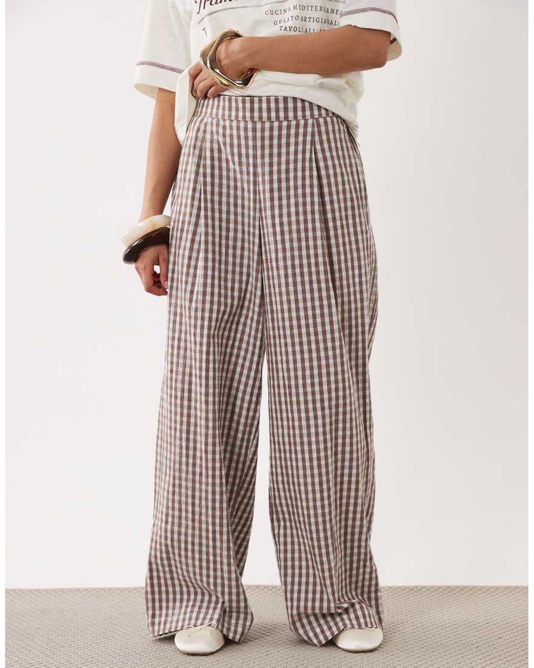 ASOS Multicolor Asos Design Petite Seersucker Volume Trouser