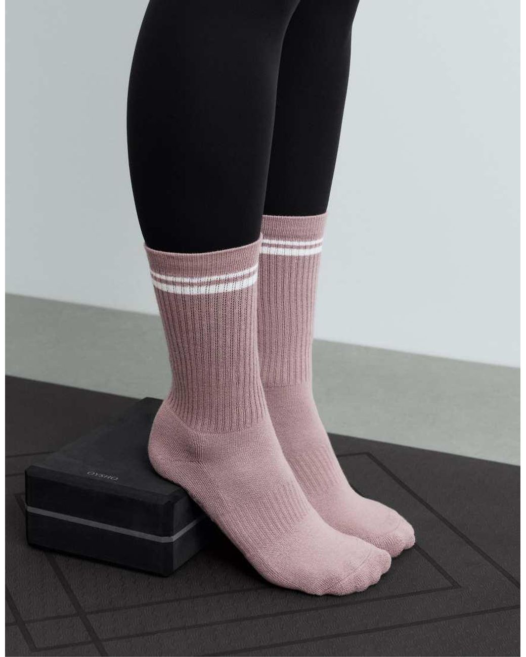 Oysho Purple 2 Pairs Of Classic Cushioned Cotton Blend Yoga And Pilates Socks