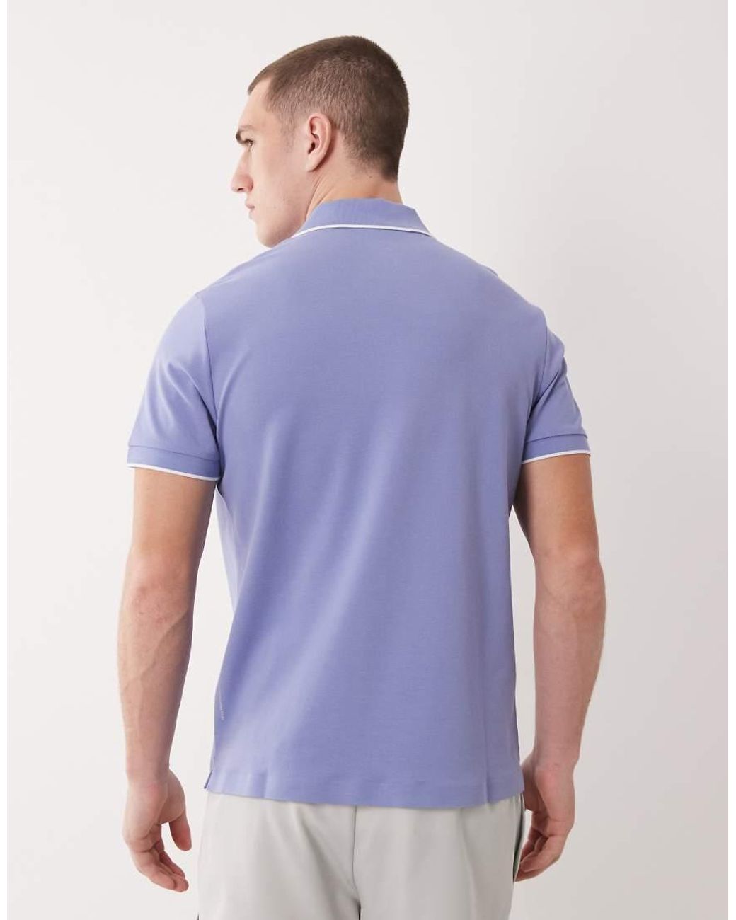 Mango Purple Performance Thermo-Regulating Polo T-Shirt With Contrast Trim for men