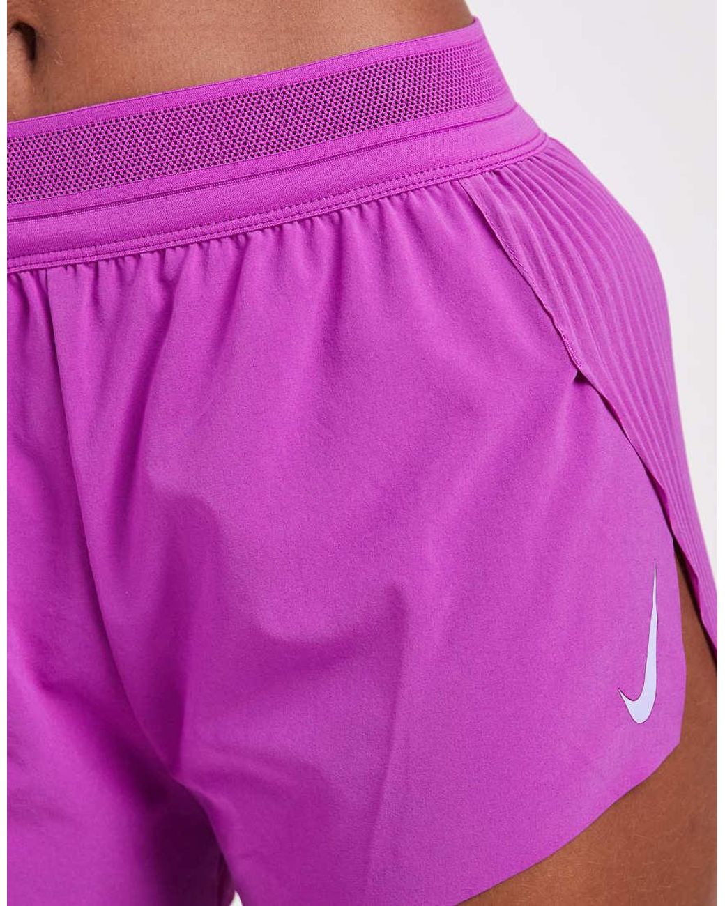 Nike Purple Aeroswift Dri-Fit Plisse 3Inch Mid-Rise Short