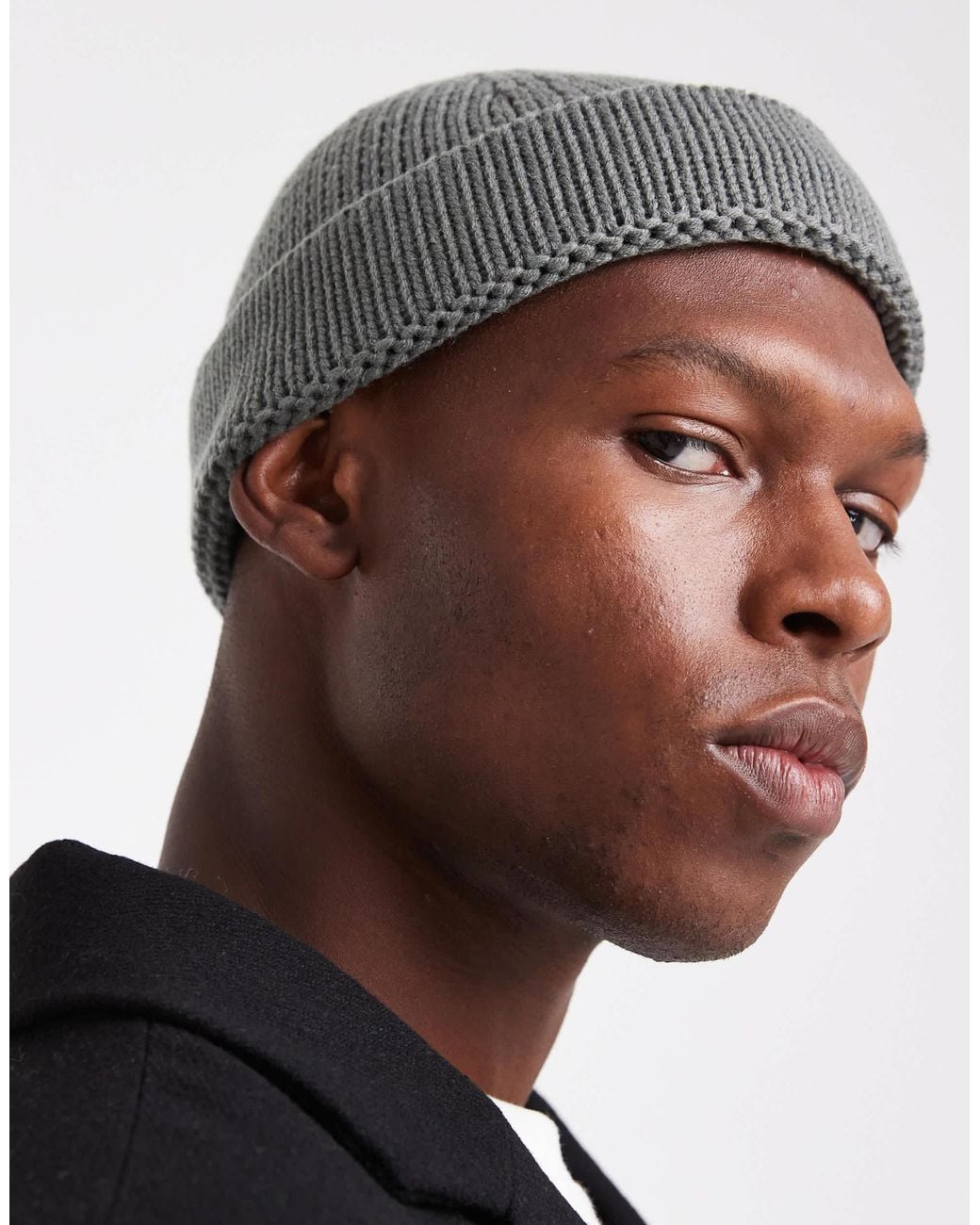 ASOS – gerippte strickmütze in Black für Herren