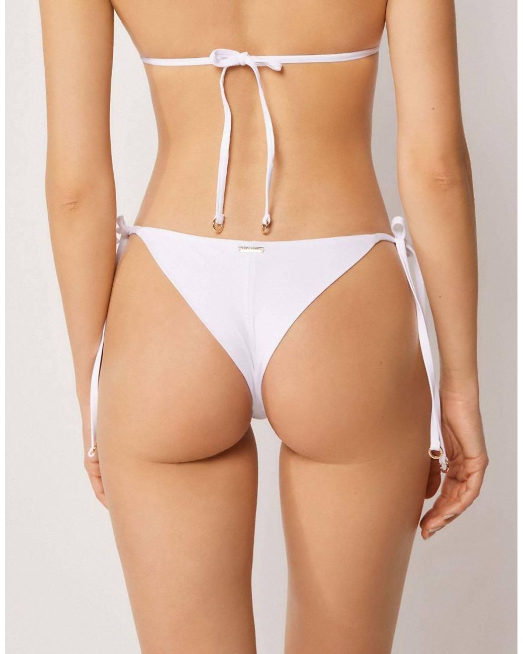 Calzedonia White Premium Fit Tie-Side Brazilian Bikini Bottom
